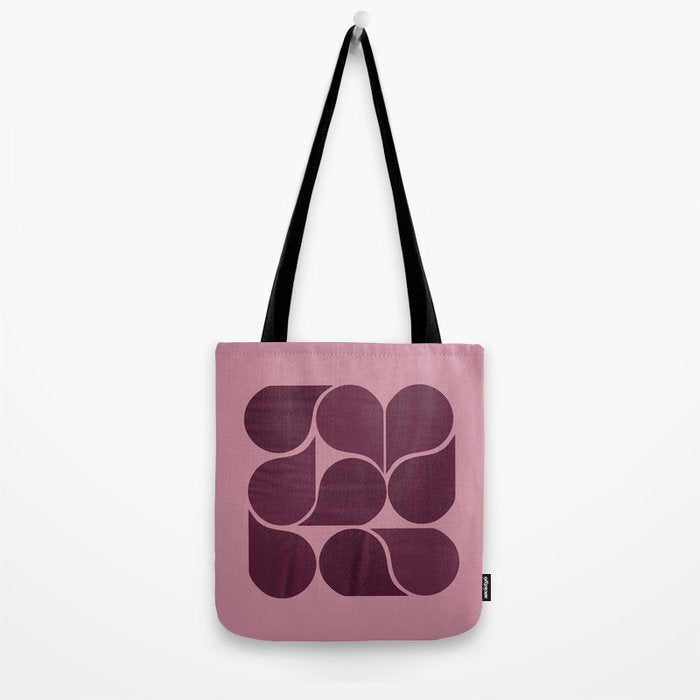 Elegant Burgundy Teardrop Pattern on Mauve Tote Bag Gallery Image 2