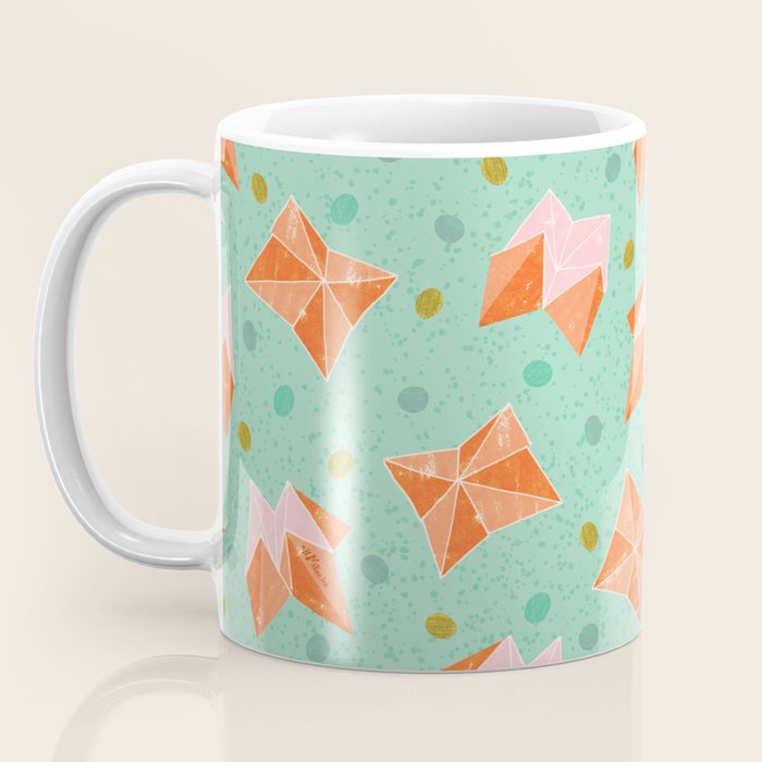 Origami Fortune Teller in Seafoam Green & Orange Coffee Mug Gallery Image 3