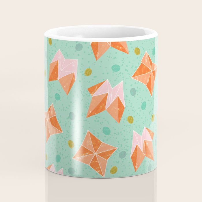 Origami Fortune Teller in Seafoam Green & Orange Coffee Mug Gallery Image 4