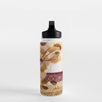 Rustic Country Barn Painting in Yellow Ochre & Brown Water Bottle Gallery Image 3