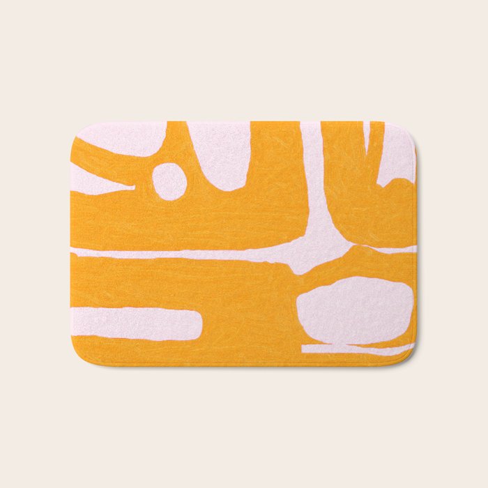 Abstract in Yellow and Cream Bath Mat Gallery Image 1