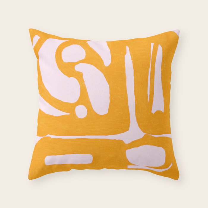 Abstract in Yellow and Cream Throw Pillow Gallery Image 1
