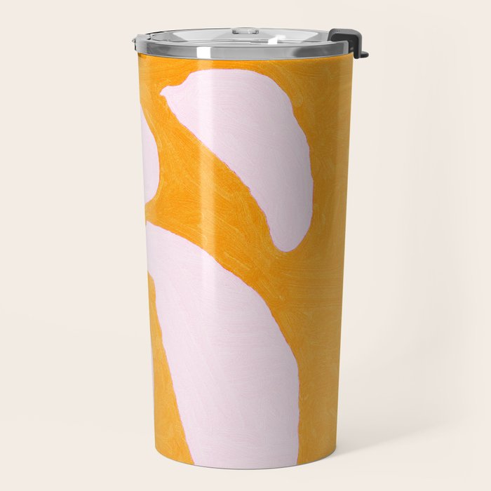 Abstract in Yellow and Cream Travel Mug Gallery Image 2