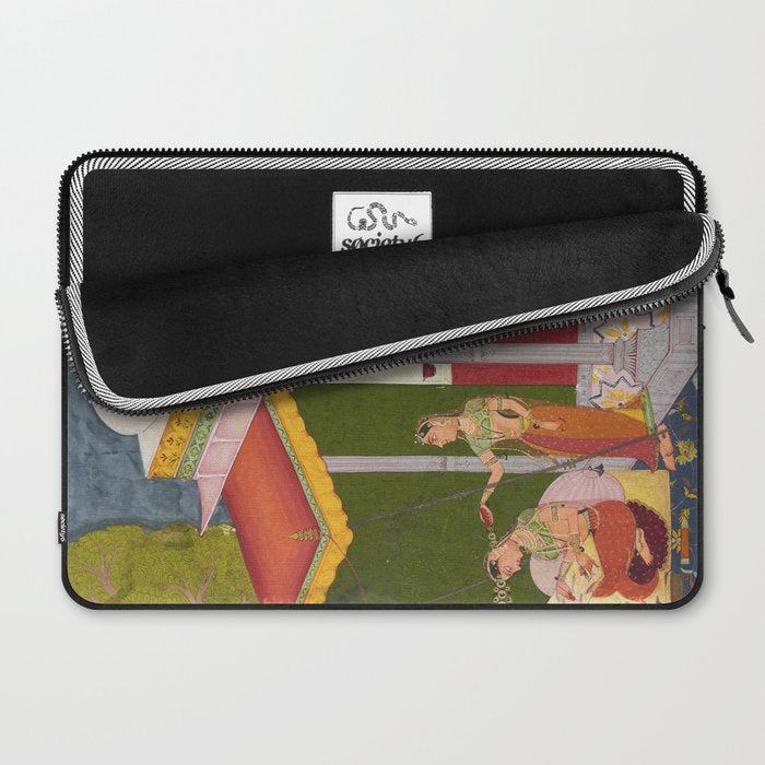 Dhanasri Ragini Antique Indian Painted Illustration Princess Pavilion Laptop Sleeve Gallery Image 2