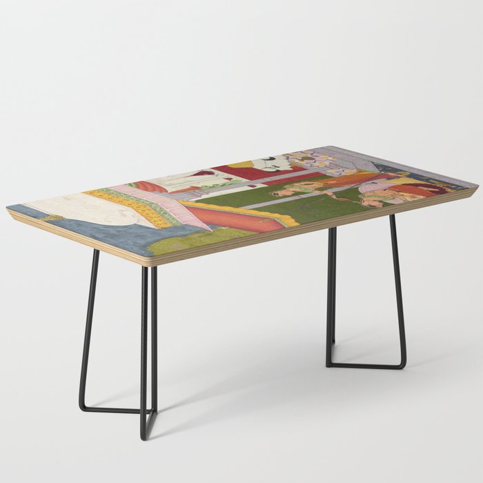 Dhanasri Ragini Antique Indian Painted Illustration Princess Pavilion Coffee Table Gallery Image 1