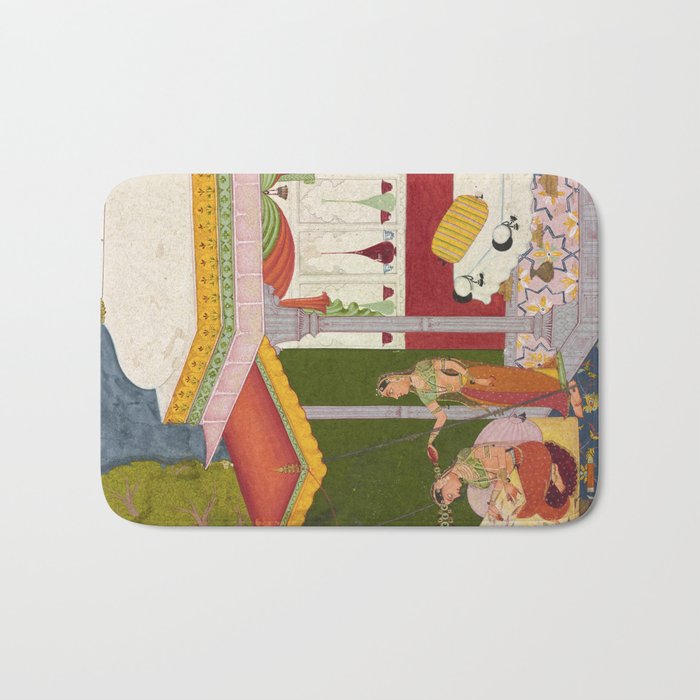 Dhanasri Ragini Antique Indian Painted Illustration Princess Pavilion Bath Mat Gallery Image 1