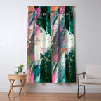 Meditate [2]: a vibrant, colorful abstract piece in bright green, teal, pink, orange, and white Window Curtain Gallery Image 5
