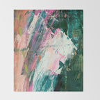 Meditate [2]: a vibrant, colorful abstract piece in bright green, teal, pink, orange, and white Throw Blanket Gallery Image 2