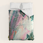 Meditate [2]: a vibrant, colorful abstract piece in bright green, teal, pink, orange, and white Comforter Gallery Image 6