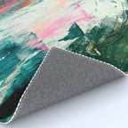 Meditate [2]: a vibrant, colorful abstract piece in bright green, teal, pink, orange, and white Rug Gallery Image 4