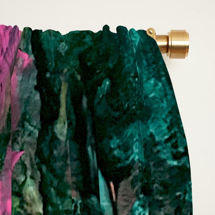 Meditate [2]: a vibrant, colorful abstract piece in bright green, teal, pink, orange, and white Window Curtain Gallery Image 2