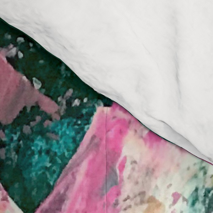 Meditate [2]: a vibrant, colorful abstract piece in bright green, teal, pink, orange, and white Comforter Gallery Image 4