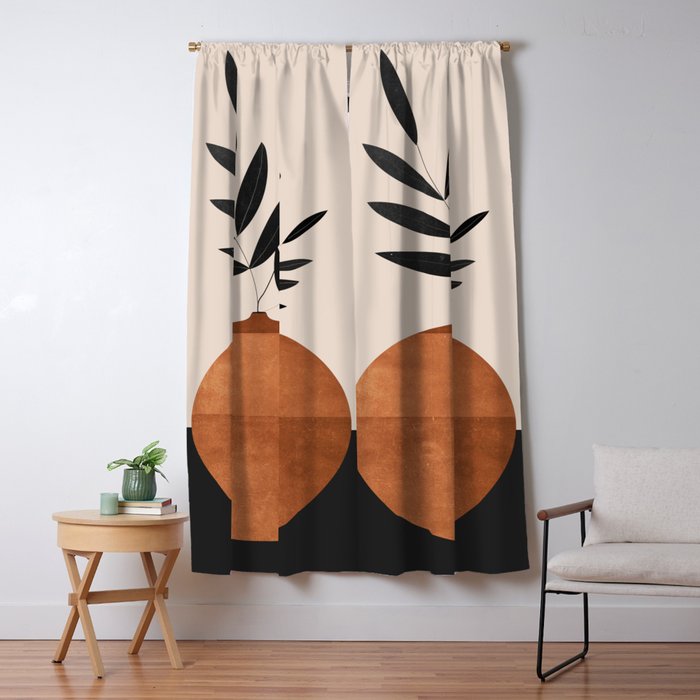 Minimal Abstract Art Vase Plant 6 Window Curtain Gallery Image 1