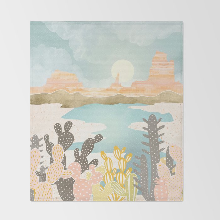 Retro Desert Oasis Throw Blanket Gallery Image 2