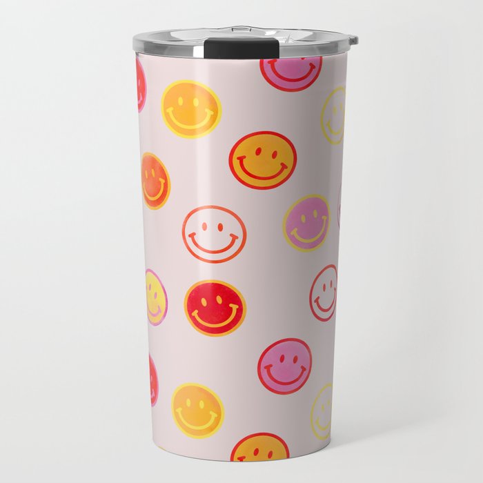 Smiling Faces Pattern Travel Mug Gallery Image 1