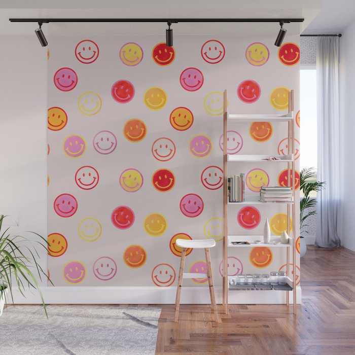 Smiling Faces Pattern Wall Mural Gallery Image 1