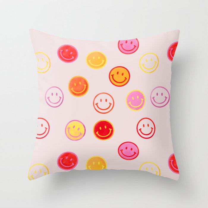 Smiling Faces Pattern Throw Pillow Gallery Image 6