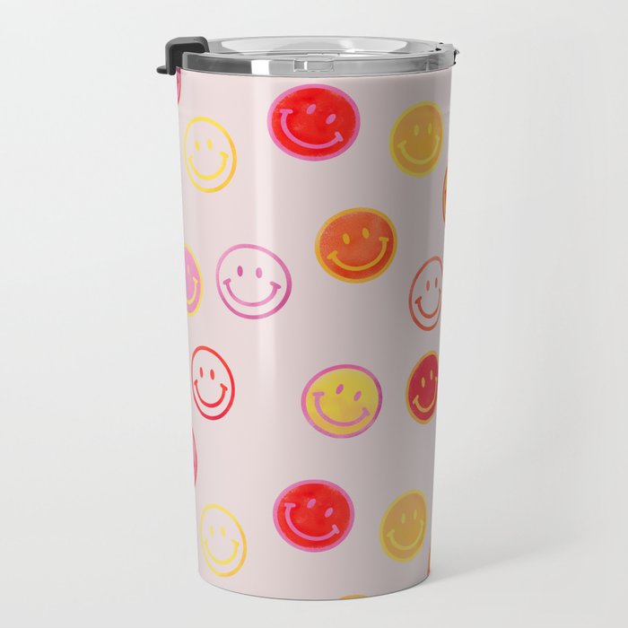 Smiling Faces Pattern Travel Mug Gallery Image 3