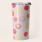 Smiling Faces Pattern Travel Mug Gallery Image 2
