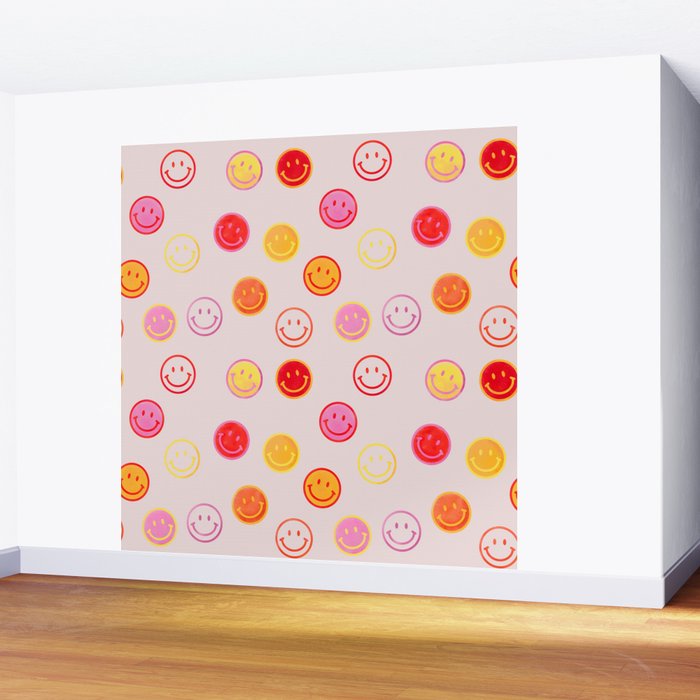 Smiling Faces Pattern Wall Mural Gallery Image 2
