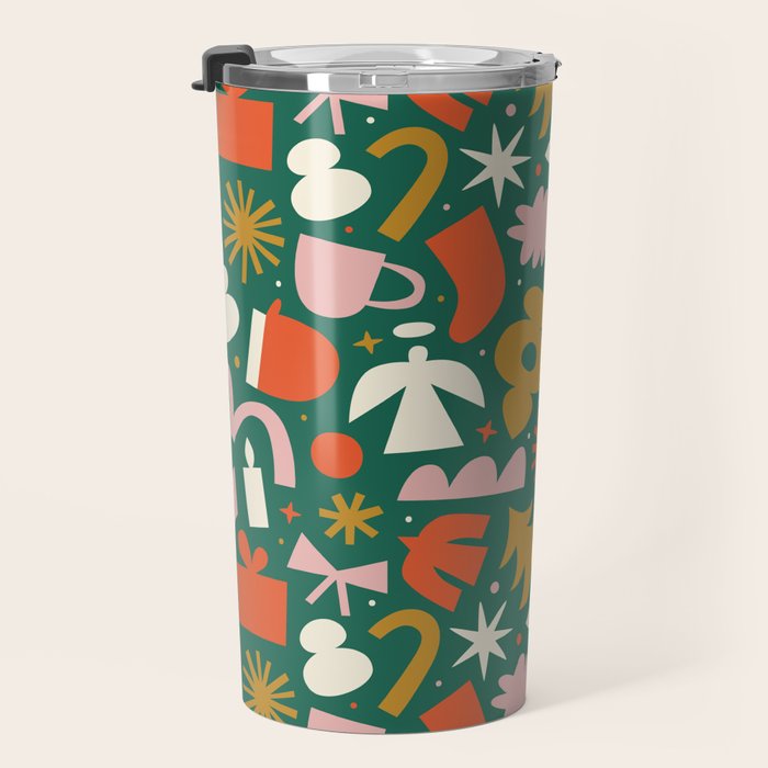 Abstract retro organic christmas shape pattern Travel Mug Gallery Image 3