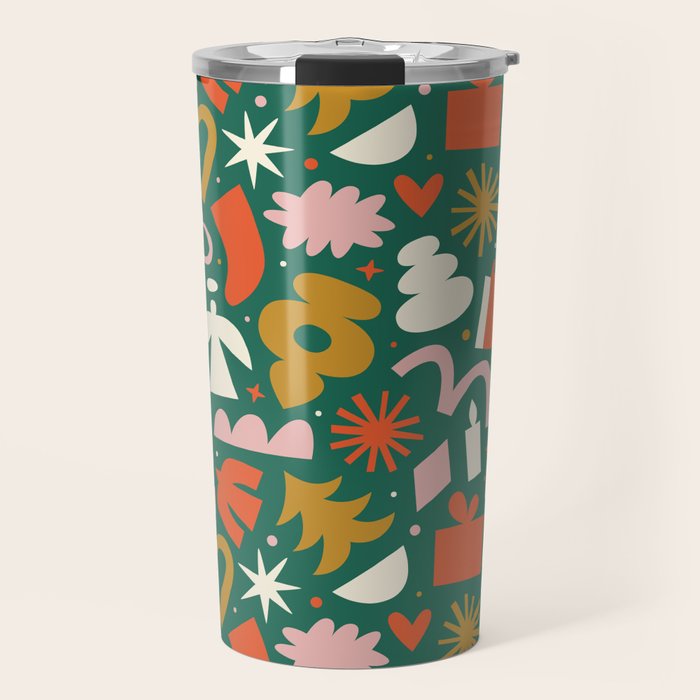 Abstract retro organic christmas shape pattern Travel Mug Gallery Image 1