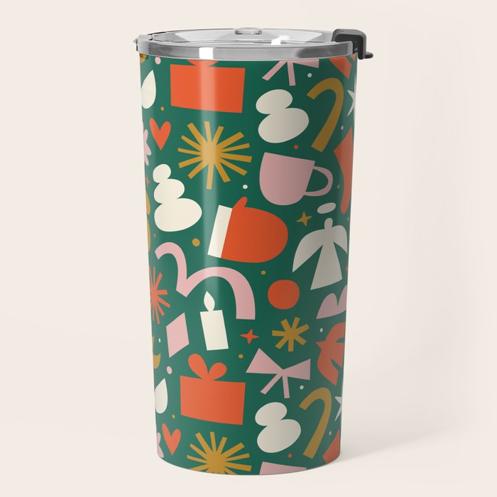 Abstract retro organic christmas shape pattern Travel Mug Gallery Image 2