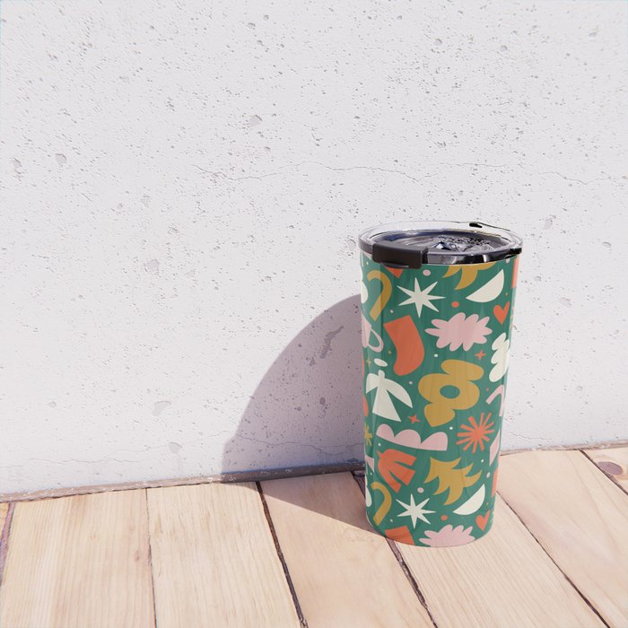Abstract retro organic christmas shape pattern Travel Mug Gallery Image 4