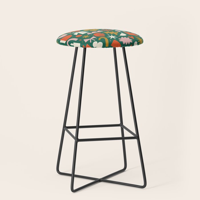 Abstract retro organic christmas shape pattern Stool Gallery Image 1