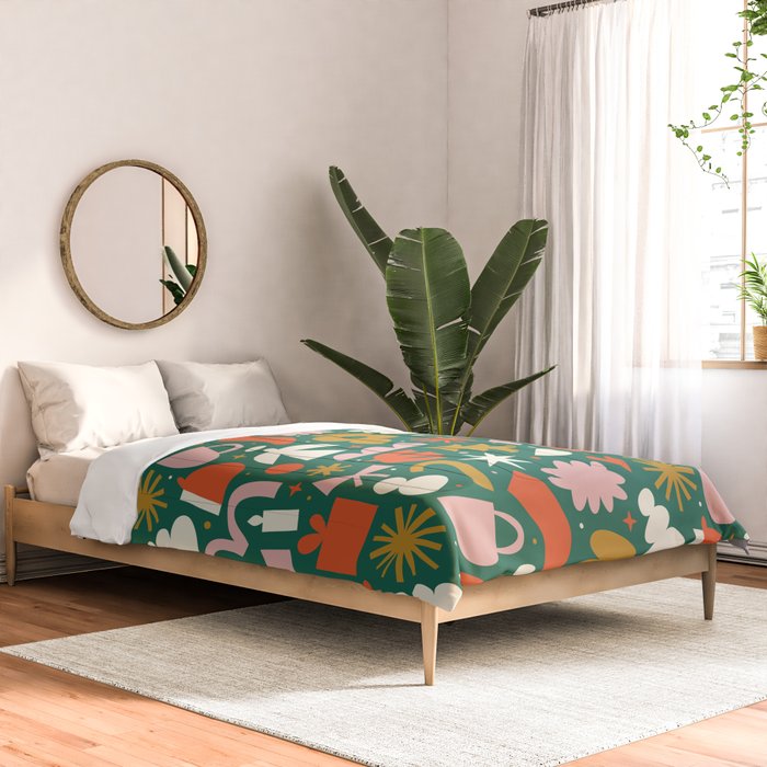 Abstract retro organic christmas shape pattern Comforter Gallery Image 2