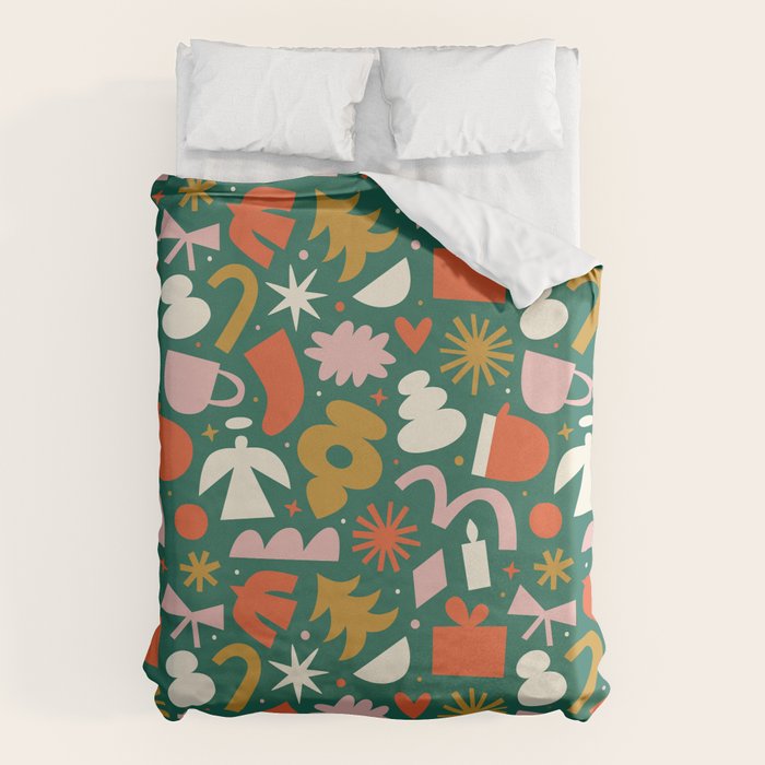 Abstract retro organic christmas shape pattern Duvet Cover Gallery Image 6