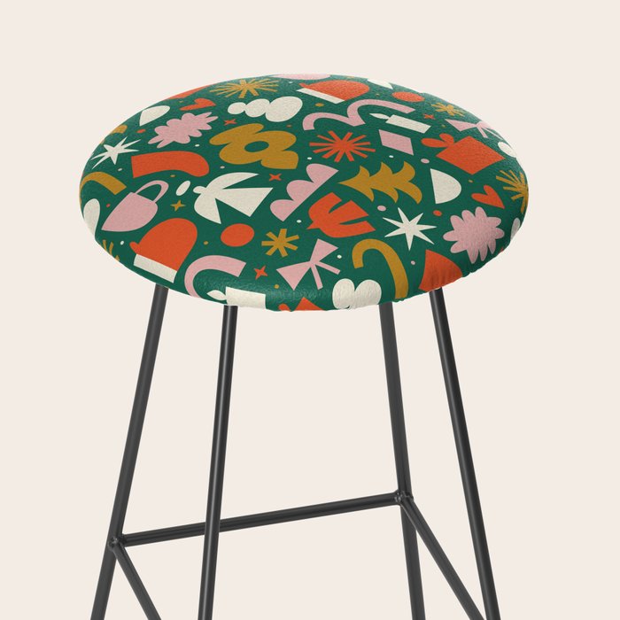 Abstract retro organic christmas shape pattern Stool Gallery Image 2