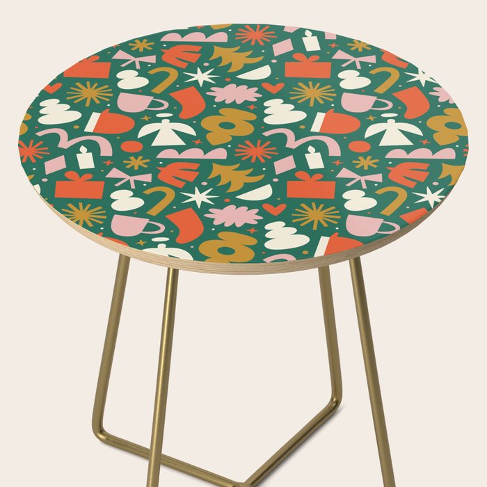Abstract retro organic christmas shape pattern Side Table Gallery Image 2