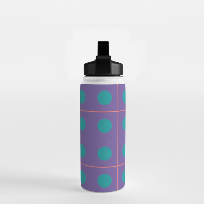 Retro Geometric Circle Grid Water Bottle Gallery Image 2