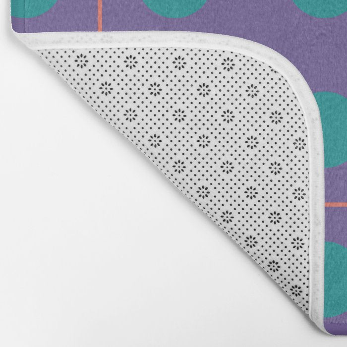 Retro Geometric Circle Grid Bath Mat Gallery Image 2