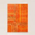 Tribal Ethnic pattern gold on bright orange Stationery Card Gallery Image 2