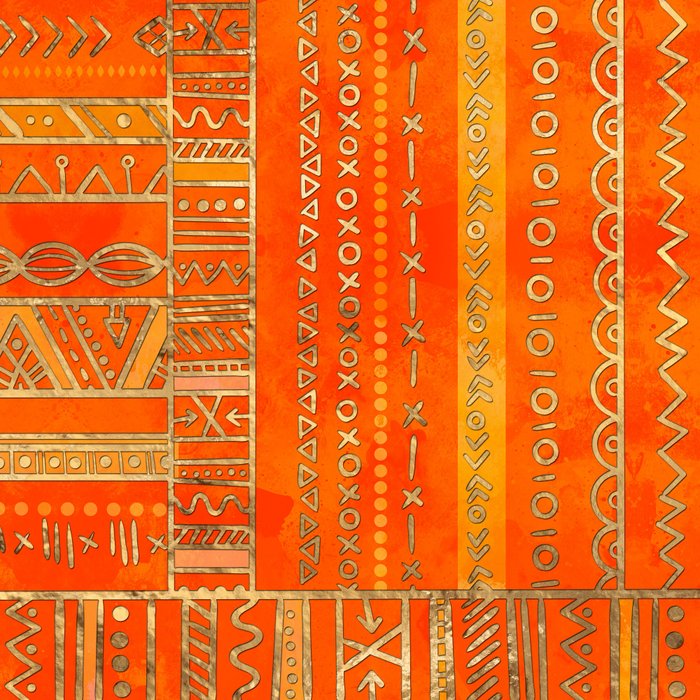 Tribal Ethnic pattern gold on bright orange Coffee Mug Gallery Image 2
