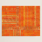 Tribal Ethnic pattern gold on bright orange Jigsaw Puzzle Gallery Image 1