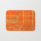 Tribal Ethnic pattern gold on bright orange Bath Mat Gallery Image 1
