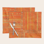Tribal Ethnic pattern gold on bright orange Placemat Gallery Image 1