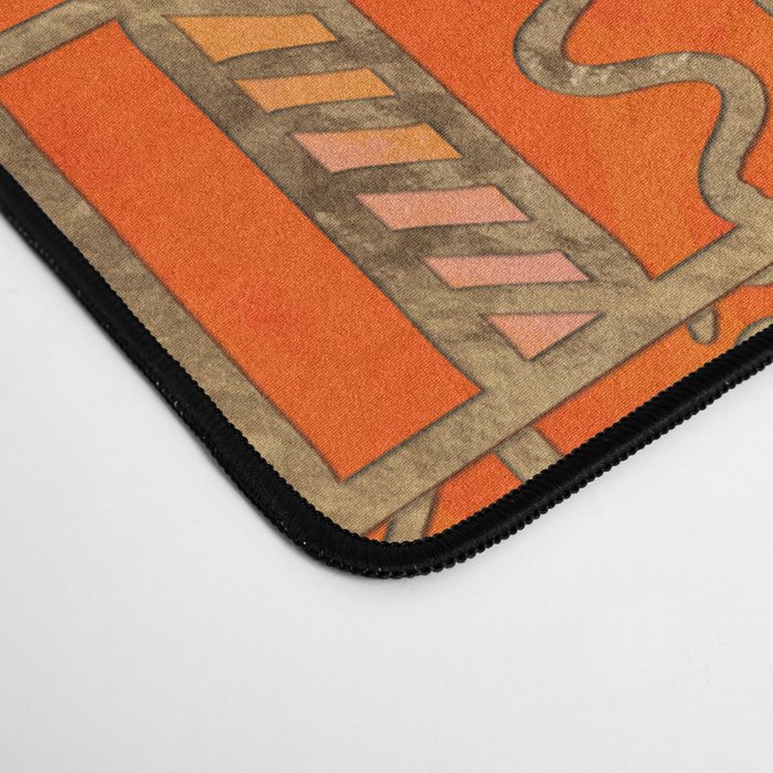 Tribal Ethnic pattern gold on bright orange Desk Mat Gallery Image 4