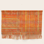 Tribal Ethnic pattern gold on bright orange Wall Hanging Gallery Image 1