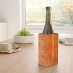 Tribal Ethnic pattern gold on bright orange Wine Chiller Gallery Image 4