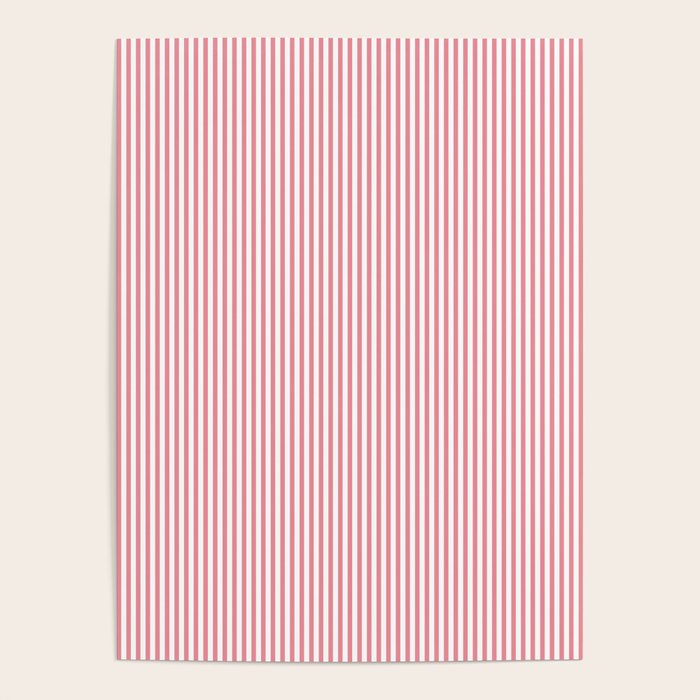 Fine Stripes Vertical Pattern Fresh Pink and White Poster Gallery Image 1