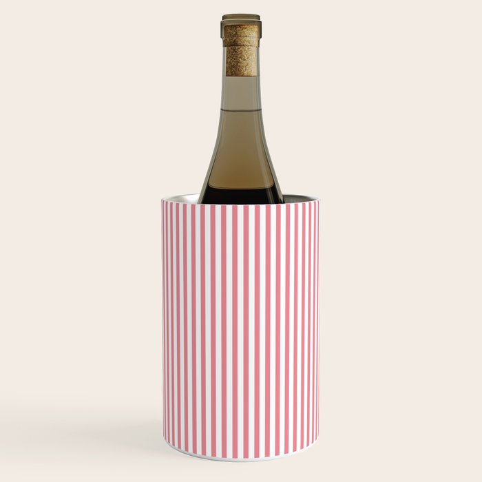 Fine Stripes Vertical Pattern Fresh Pink and White Wine Chiller Gallery Image 3
