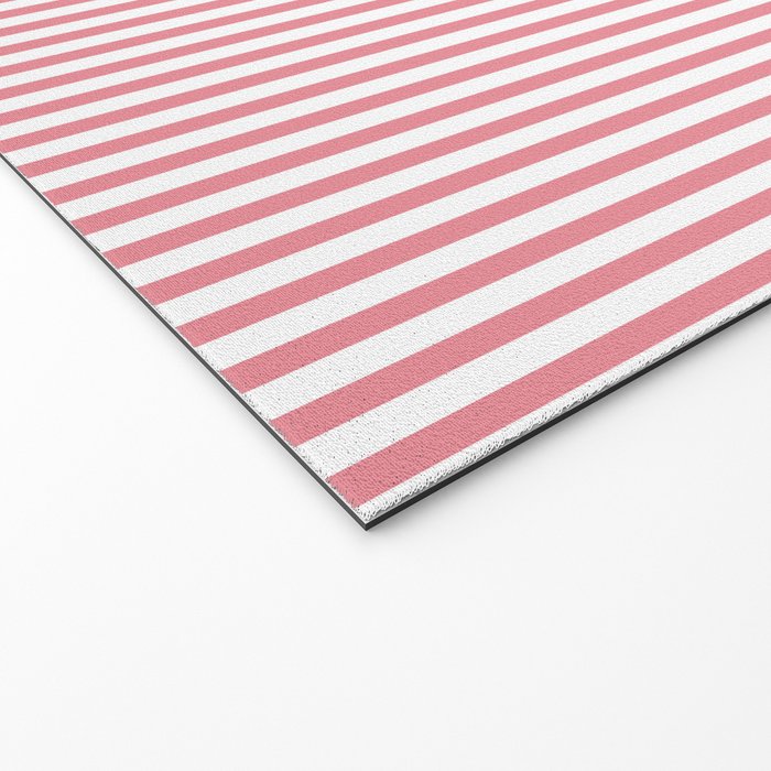 Fine Stripes Vertical Pattern Fresh Pink and White Welcome Mat Gallery Image 2