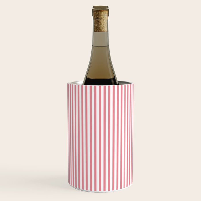 Fine Stripes Vertical Pattern Fresh Pink and White Wine Chiller Gallery Image 1