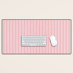 Fine Stripes Vertical Pattern Fresh Pink and White Desk Mat Gallery Image 1