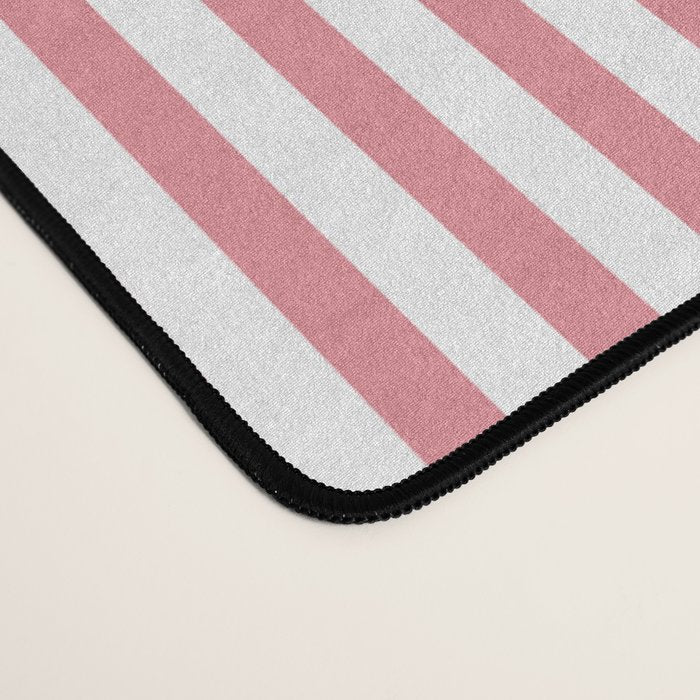 Fine Stripes Vertical Pattern Fresh Pink and White Desk Mat Gallery Image 4