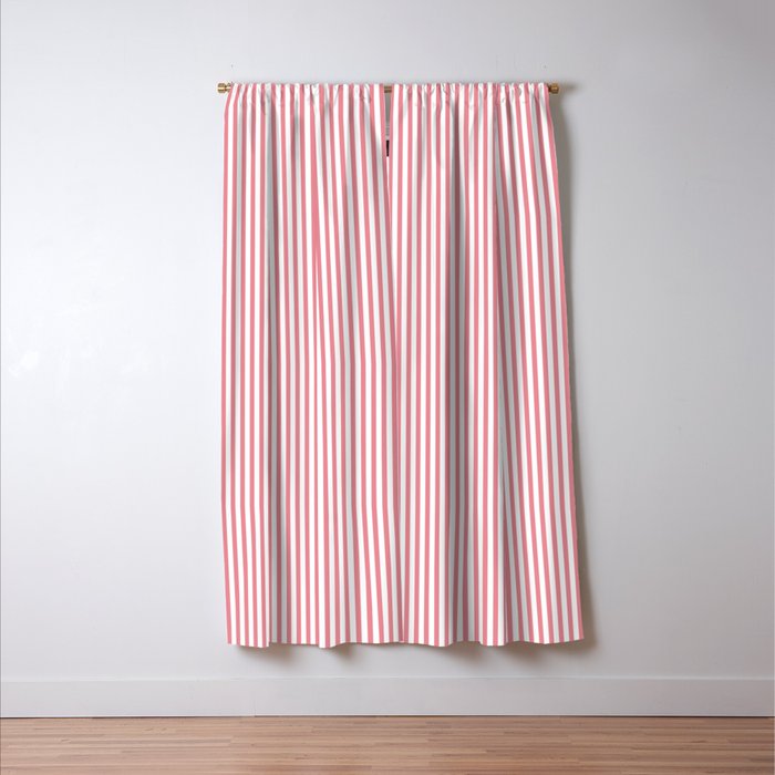 Fine Stripes Vertical Pattern Fresh Pink and White Window Curtain Gallery Image 3